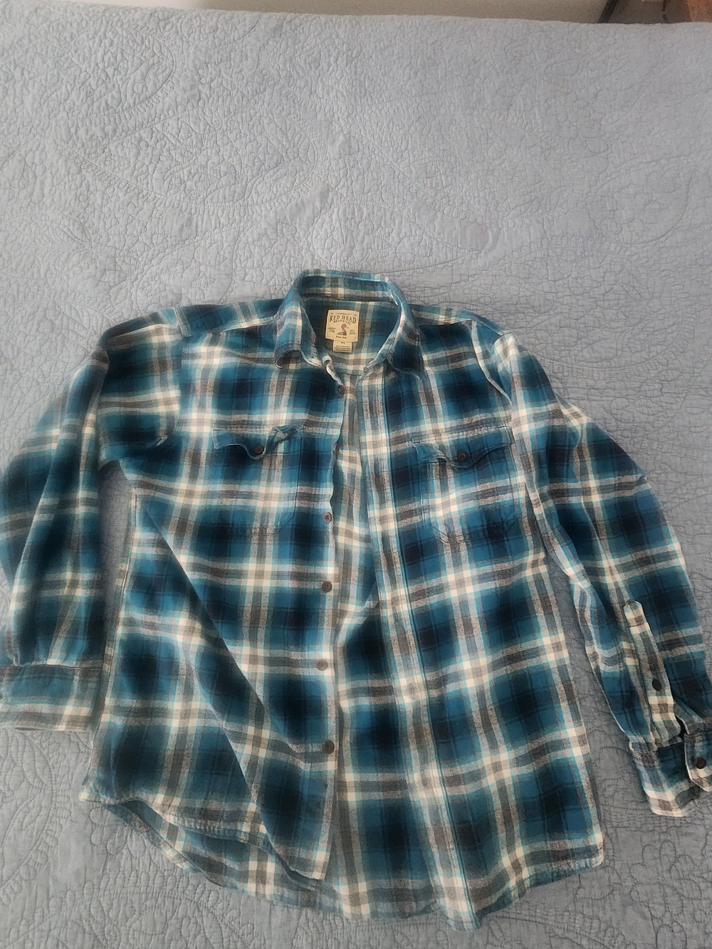 RedHead Teal and White Plaid Button-Down Shirt - Men